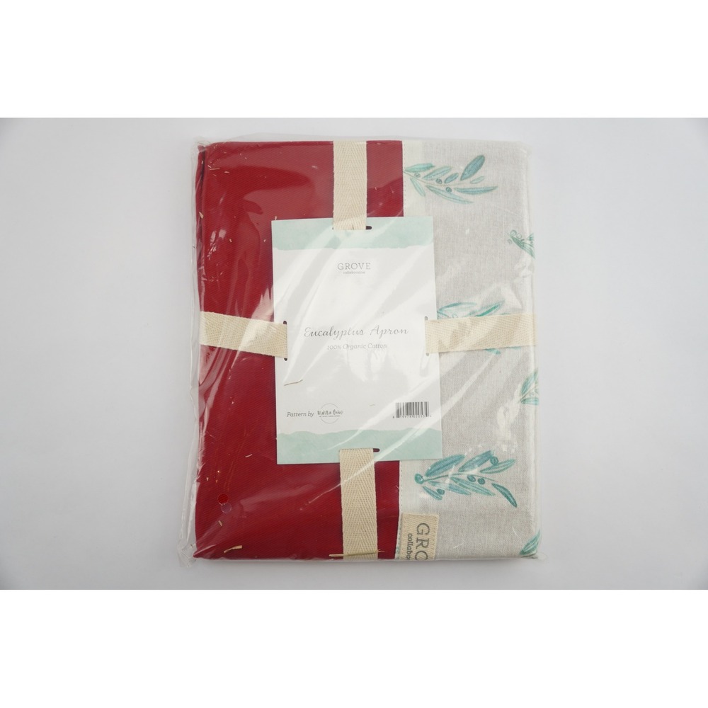 Grove‎ Collaborative Eucalyptus Pattern Apron 100% Organic Cotton, New